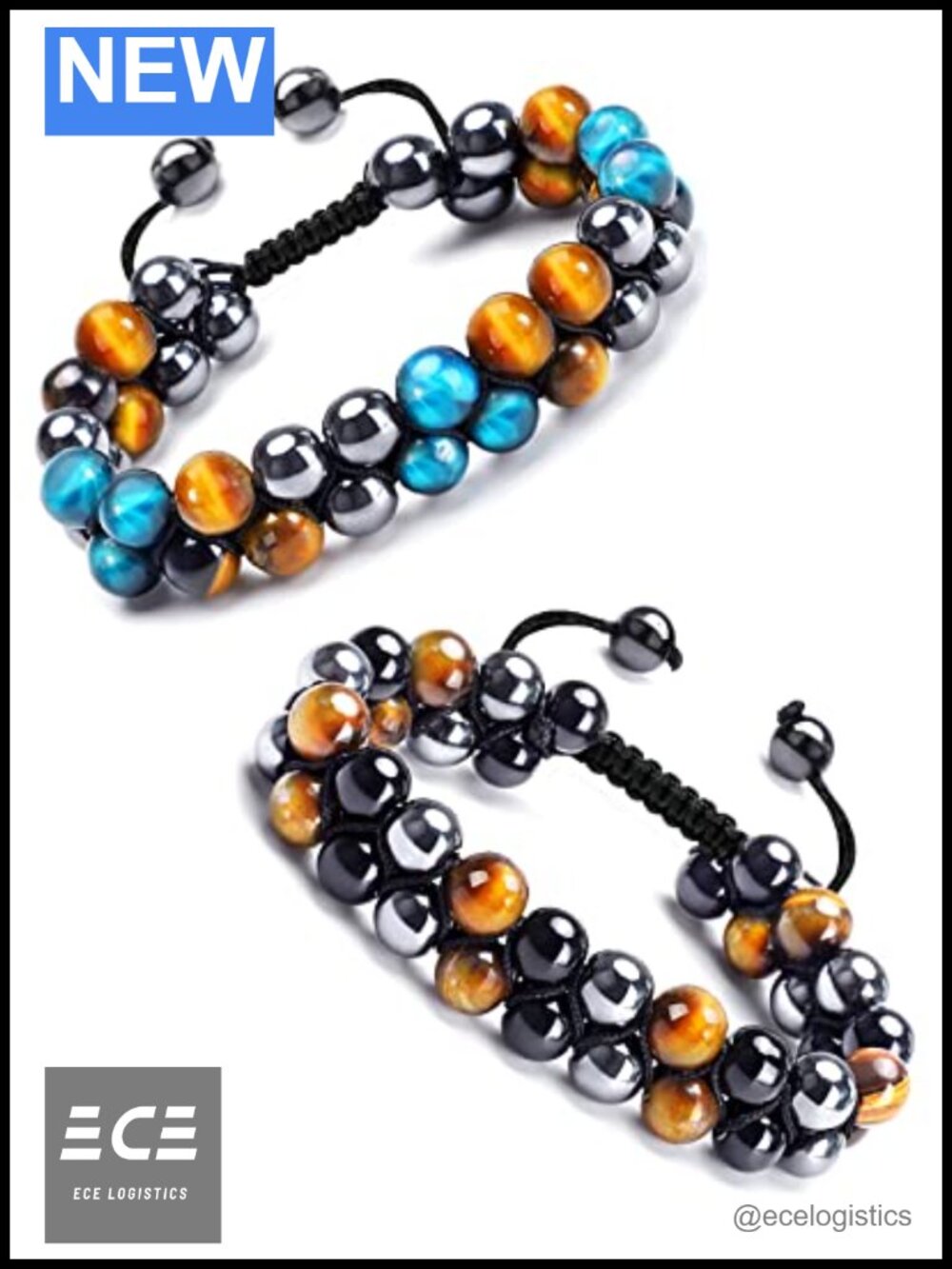 Handmade Tiger Eye Black Obsidian Triple Protection Bracelet Set for Men Women